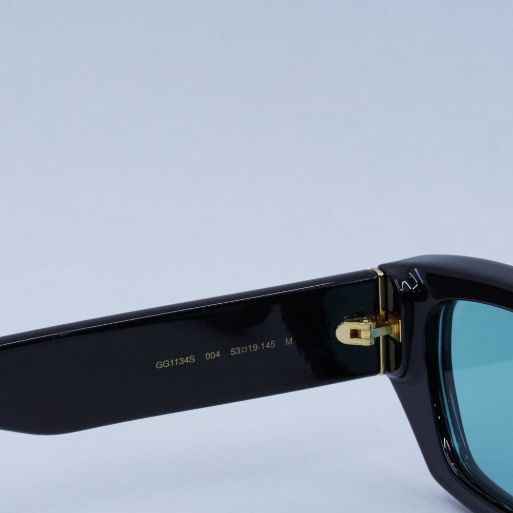 Gucci GG1134S 004 Men Sunglasses Black Rectangle Frame, Green Lenses - Picture 10 of 11